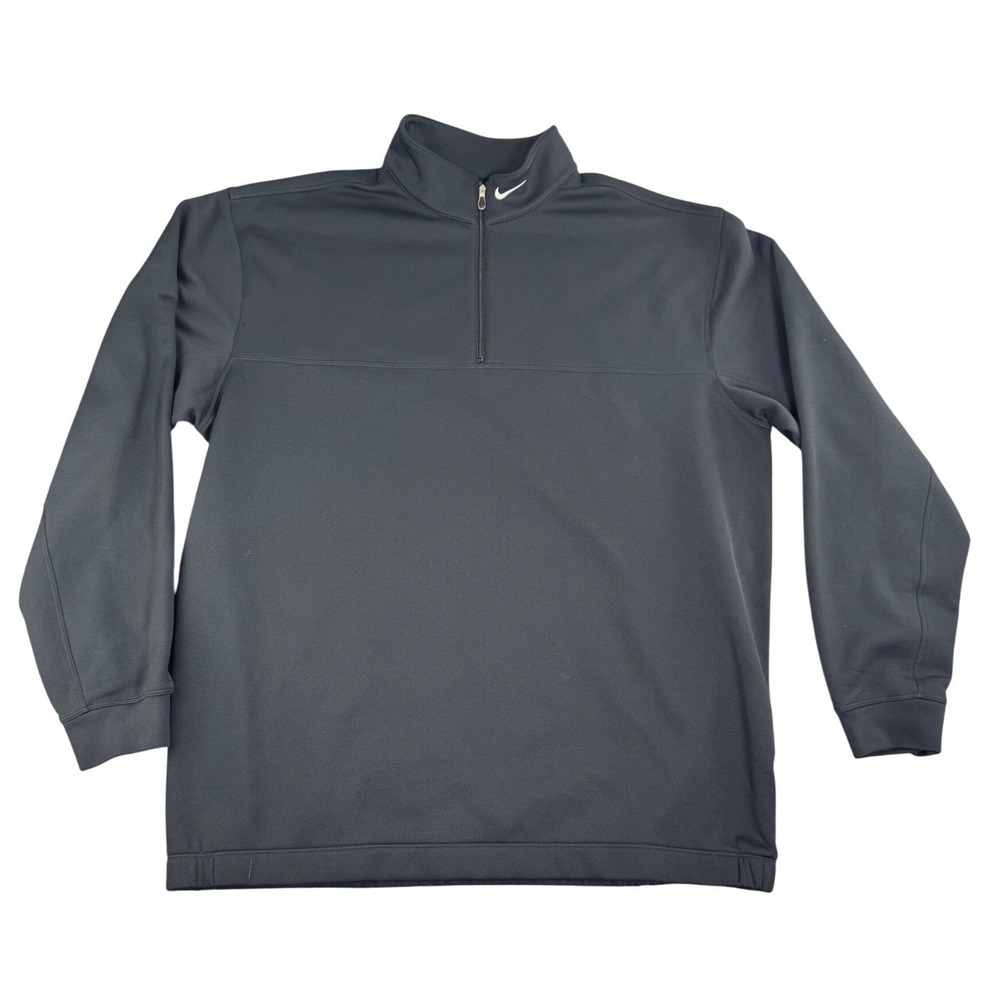 Nike Golf Therma-FIT Mens XL Quarter Zip Pullover Black Fleece Jacket Mock Neck